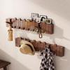 Wandmontierte Garderobe aus Naturholz, Design: Piano-Akkordeon, Walnuss-Finish, Platzsparender Organizer
