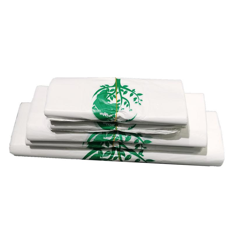 Eco-friendly Biodegradable Vest-style Shopping Bags for Food Takeaway, Handheld Trash, and Supermarket Use.