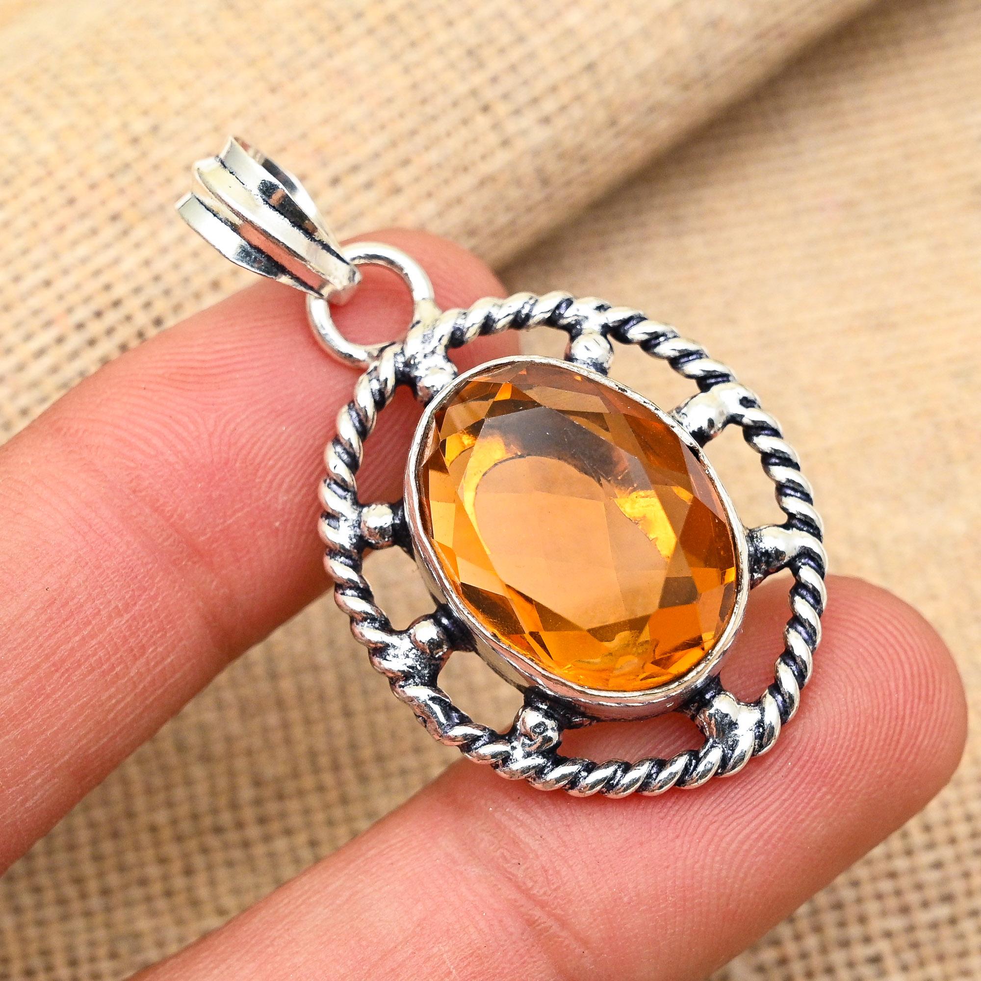 

Gorgeous Honey Topaz Gemstone 925 Sterling Silver Jewelry Handmade Pendant