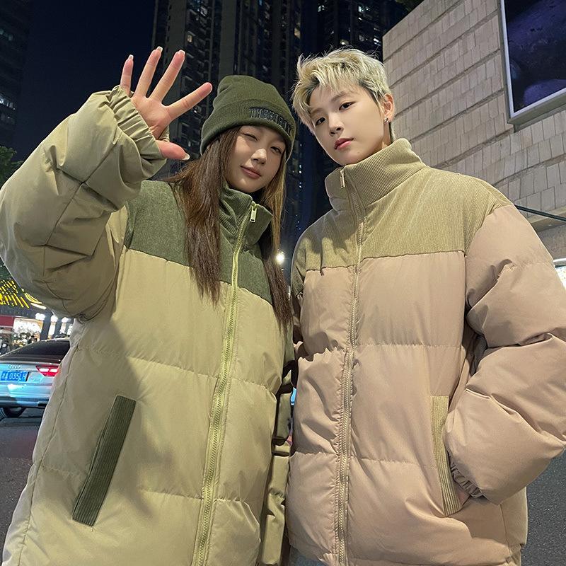Padded clothes men's winter windproof corduroy padded clothes couple women's thickened padded jacket jacket stand-up collar to keep warm