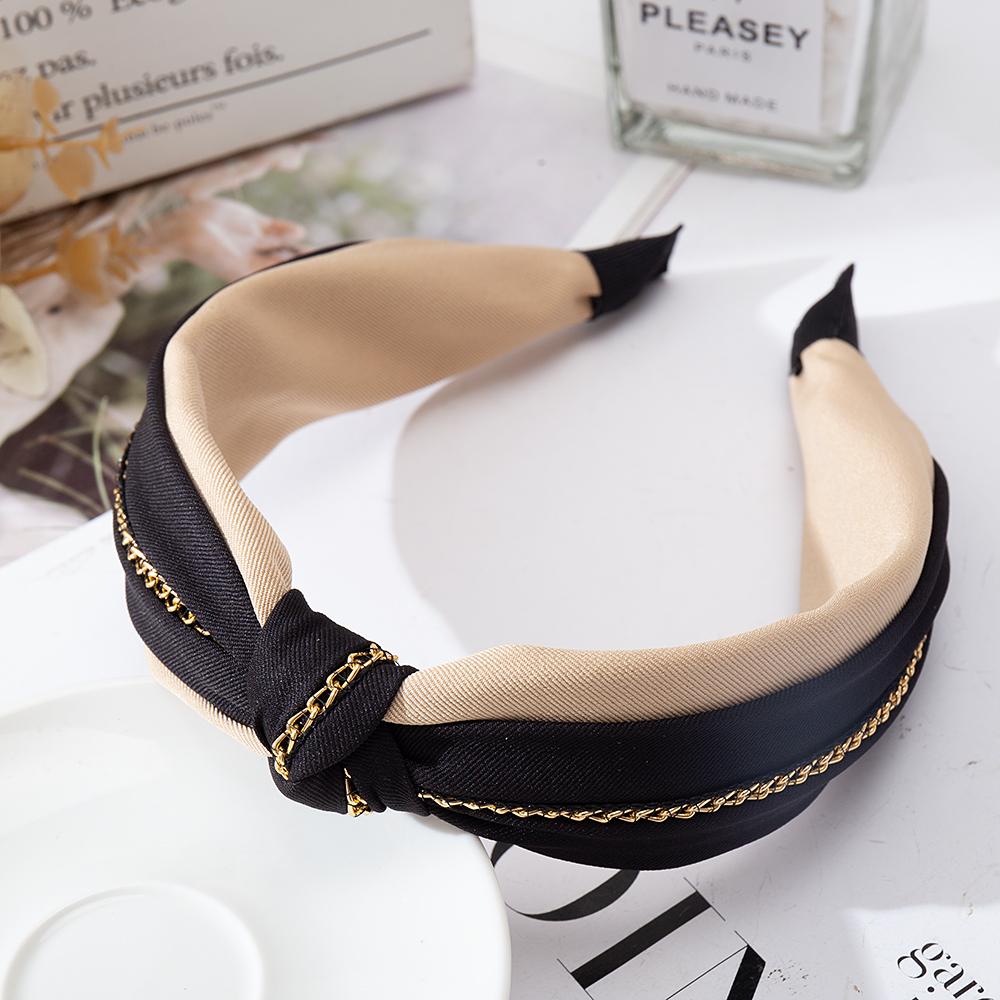 

Широкие резинки для волос с узлом наверху для женщин, однотонная цепочка с бантом, эластичная повязка для волос, ободок для девочек, обруч для волос, женские аксессуары для волос