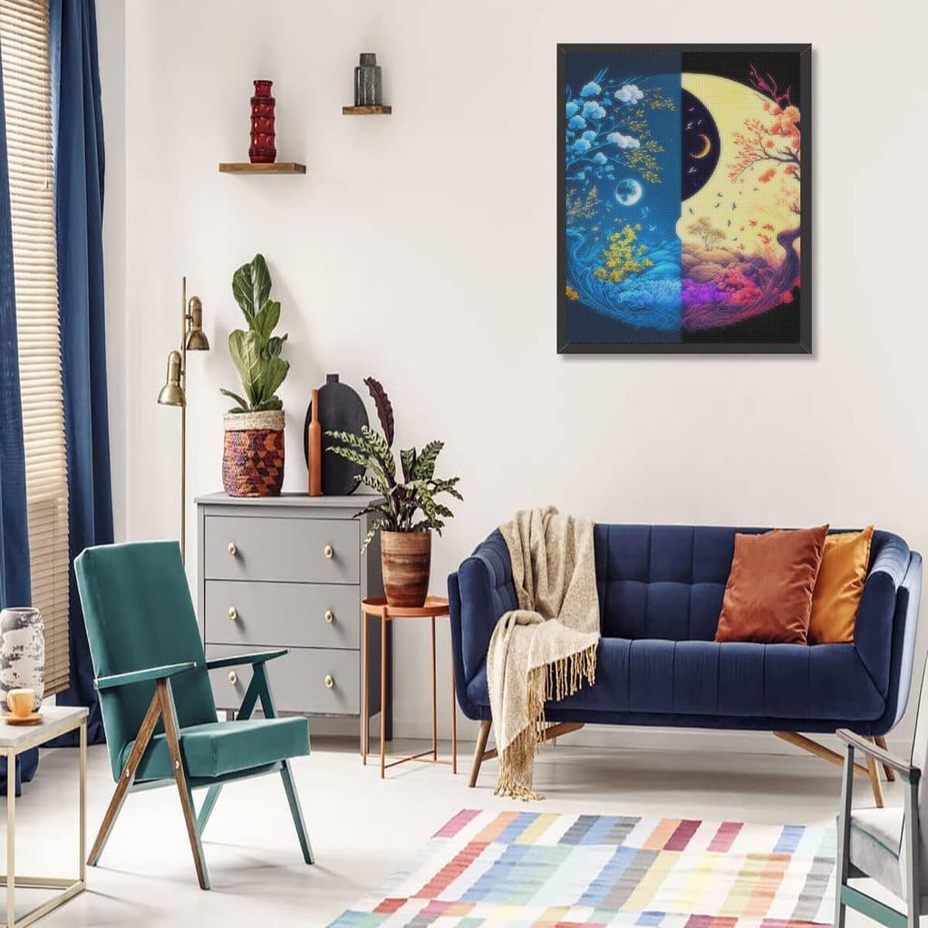 Diamond Painting Landscape Full Round Moon Embroidery Cross Stitch Tree Mosaic Handicraft Decor For Home 30x40cm/12x16inch