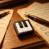 Black And White Piano Keys 2Pcs Keychain Pendant, 3D Printed Mini Stress Relief Toy, Smooth Buttons Commuter Toy Key Chain with Metal