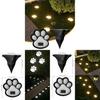 Solar Dog Paw Garden Light With Led Lamp For Outdoor Yard And Pathway Decor