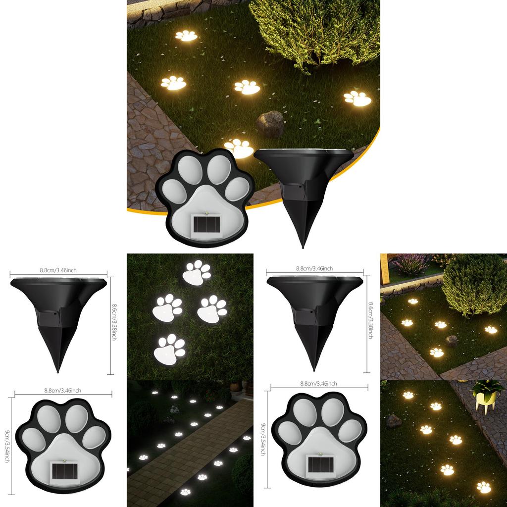 Solar Dog Paw Garden Light With Led Lamp For Outdoor Yard And Pathway Decor