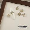 Luxurious Zircon Four-Leaf Clover Nail Art: White K Gold Heart Accessories