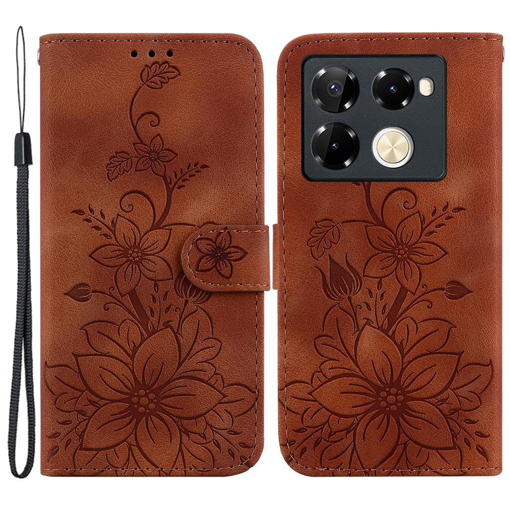 For Infinix Note 40 Pro 5G/Note 40 Pro+ Case Lily Flower PU Leather Stand Phone Cover