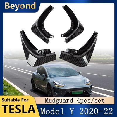4 buc Flaps de noroi auto pentru Tesla Model Y 2022 Accesorii Apărătoare de noroi Apărătoare de stropire Apărător roată față spate Fibră de carbon