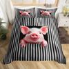 Kids Pig Duvet Cover Set Full King Kawaii Farm Animal Bedding Set Microfiber Tropical Fruit Print Comforter Cover for Teen Adult