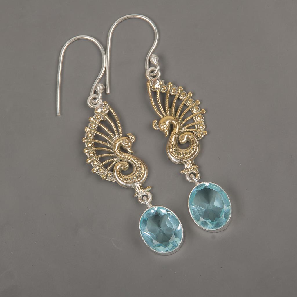 Sky Blue Topaz Gemstone Earring, Handmade Gorgeous Jewelry, 925 Solid Sterling Silver Jewelry, Bohemian Earring For Wedding Gift