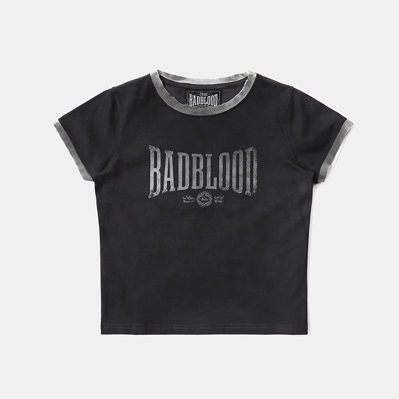 Korean Badblood BCAC Retro Washed Short-Sleeve Women s Casual T-Shirt Large