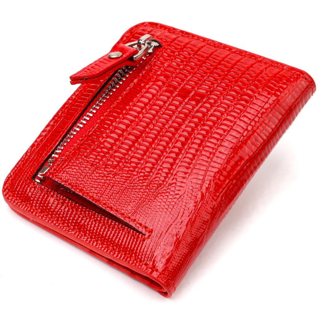 Small Size Lacquered Women's Wallet Made of Natural Textured Leather CANPELLINI 21800 Red