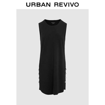 UR 2025 Spring Women's Sleeveless Knit Little Black Dress