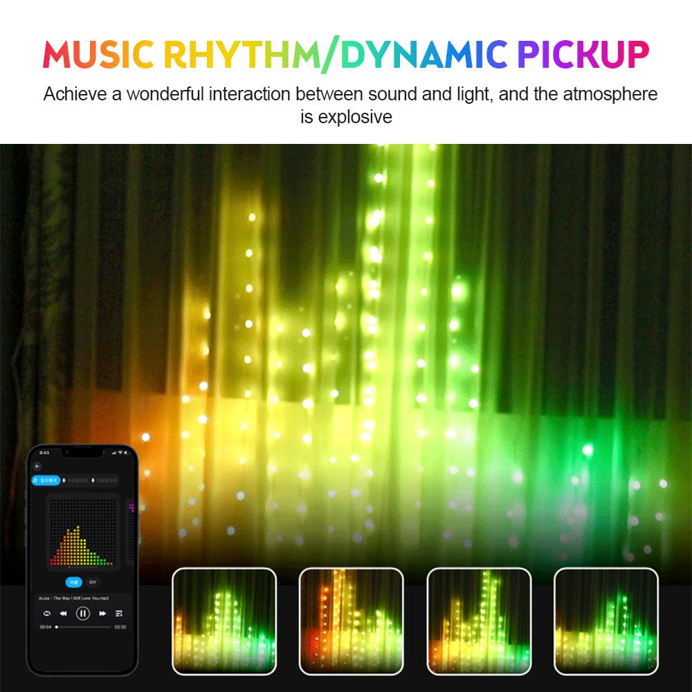 400 Led String Curtain Lights with Remote and APP Control 6.5x6.5Ft DIY Hanging Fairy Lights 5