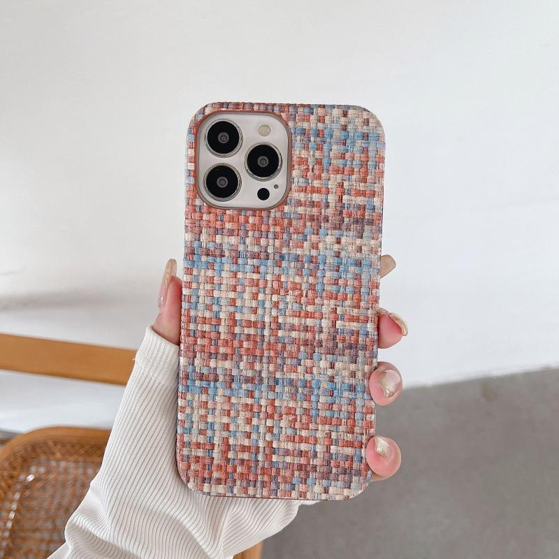 Simple woven pattern is suitable for Apple mobile phone case 15plus autumn and winter sweater color non-slip 12/11 fashion is suitable for