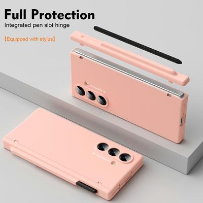 Para Samsung Galaxy Z Fold7 5G Funda Protección Bisagra PC Cubierta de Teléfono con Lápiz Óptico/Ranura para Lápiz Óptico