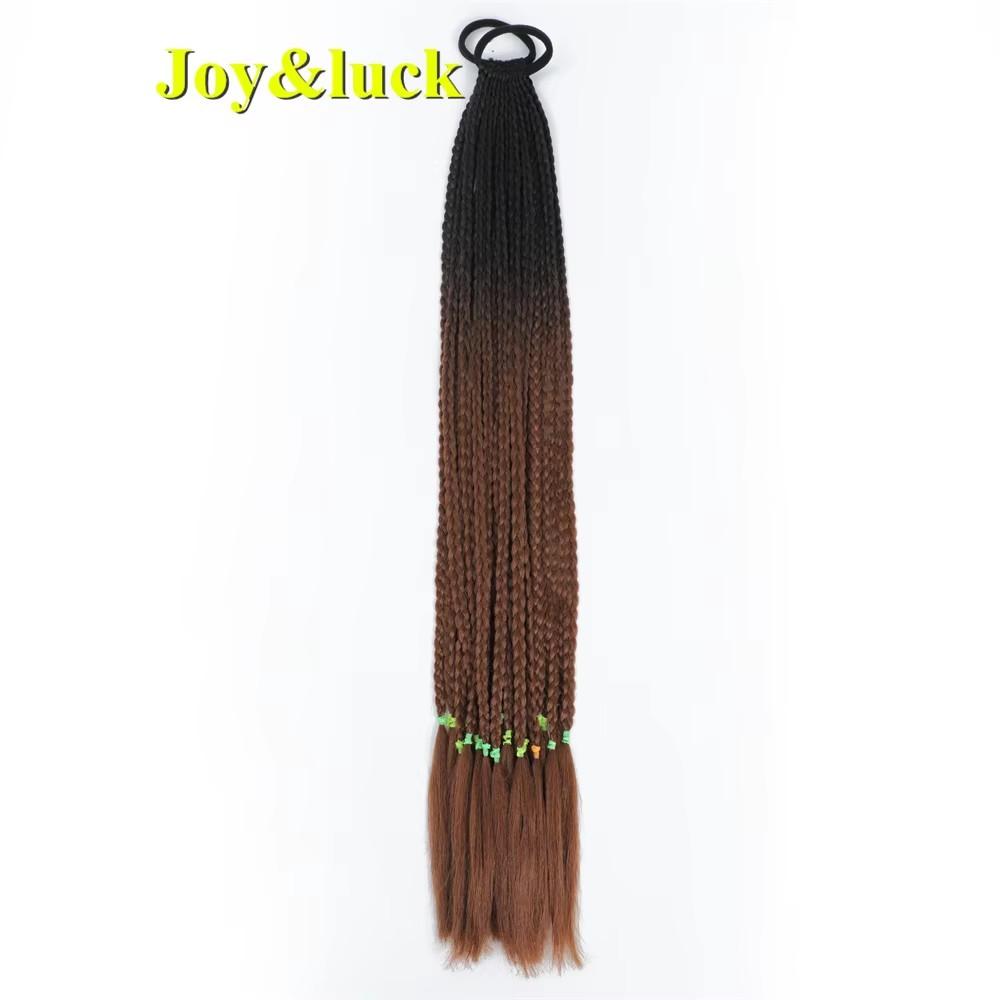24 Zoll Ombre Yaki Straight Synthetische Haarverlängerungen Mädchen Farbe Geflochten Zopf Gummiband Box Braid