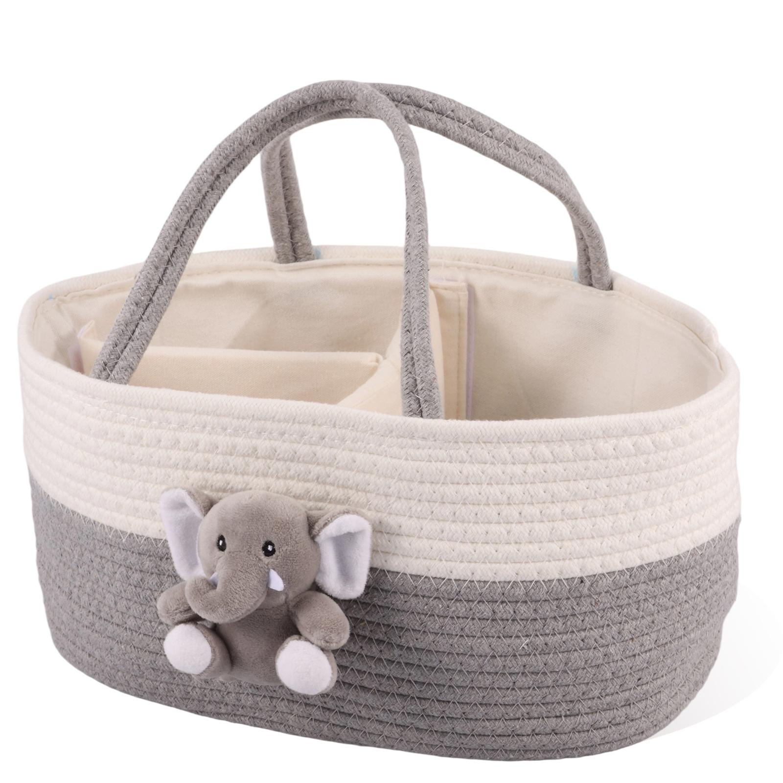 

Baby Diaper Organizer Bag Portable Travel Mommy Bag Cotton Rope Baby Diaper Storage Basket Nappy Caddy Caddies серый