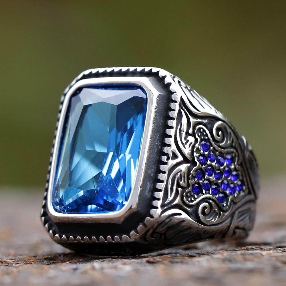 New Unique Design 316L Stainless Steel Turkish Stone Ring CZ Ring For Men High Quality Zircon Jewelry Gift