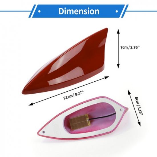 Shark Fin Antenna Signal Roof Aerial for Car with Adhesive Base Dark Red