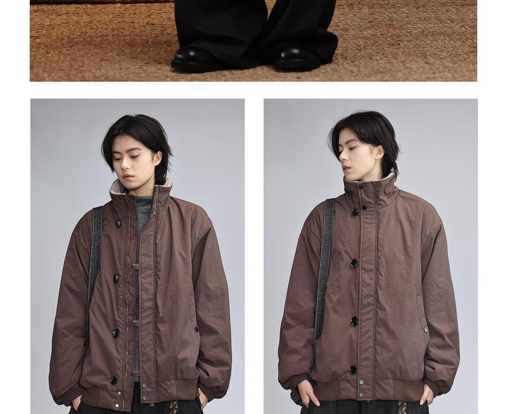 Unisex Autumn Retro Waterproof Stand-Up Collar Sporty Jacket, Solid Color, Loose Fit.