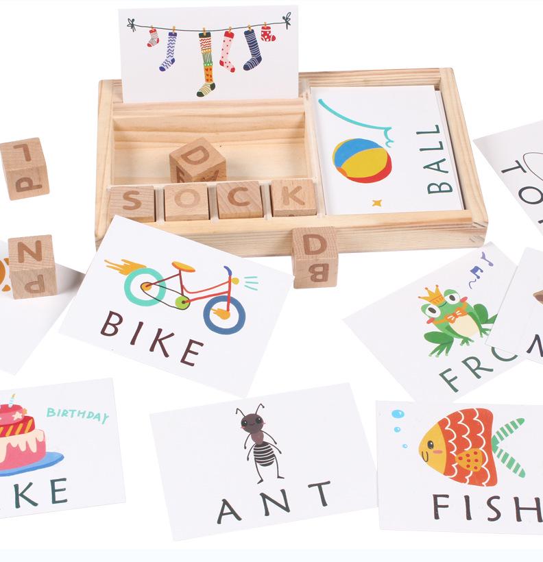 Cross-border Fun Wooden Word Battle Game: 26 Alphabet Matching Blocks Educational Toy