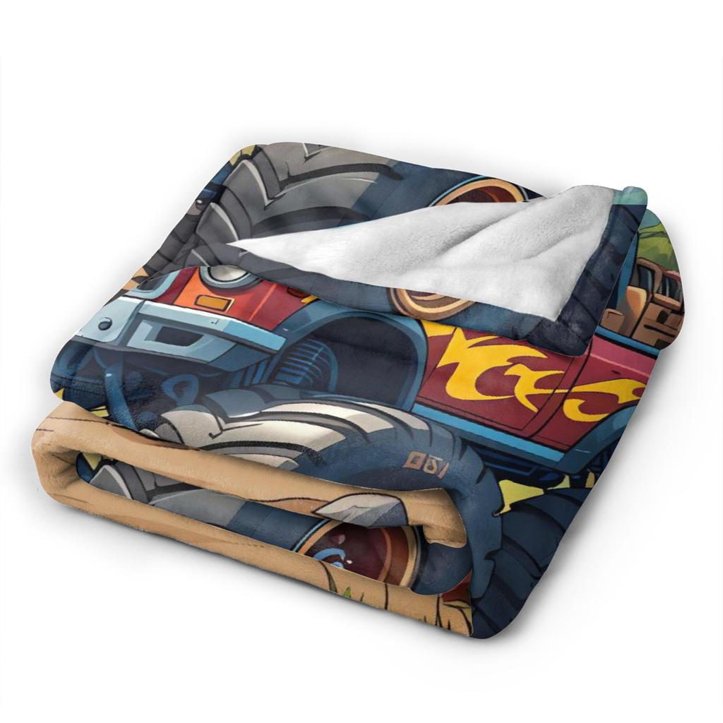 Monster Trucks Car Loves Warm Soft Blanket  Girls Boys Plush Throw Blanket Fashion Living Room Flannel Bedspread Sofa Bed Cover
