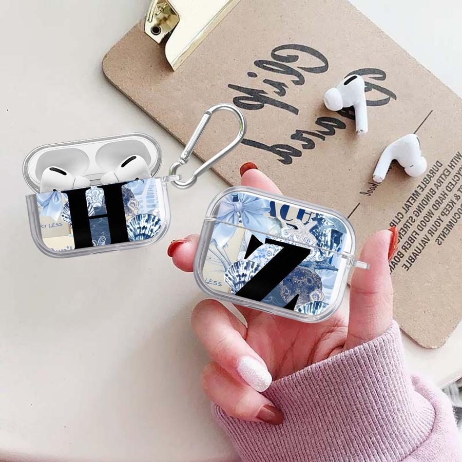Clear Earphone Cases Cover Case For Airpods Pro2 1 3 Pro3 2 Pro 4 Marine Alphabet H