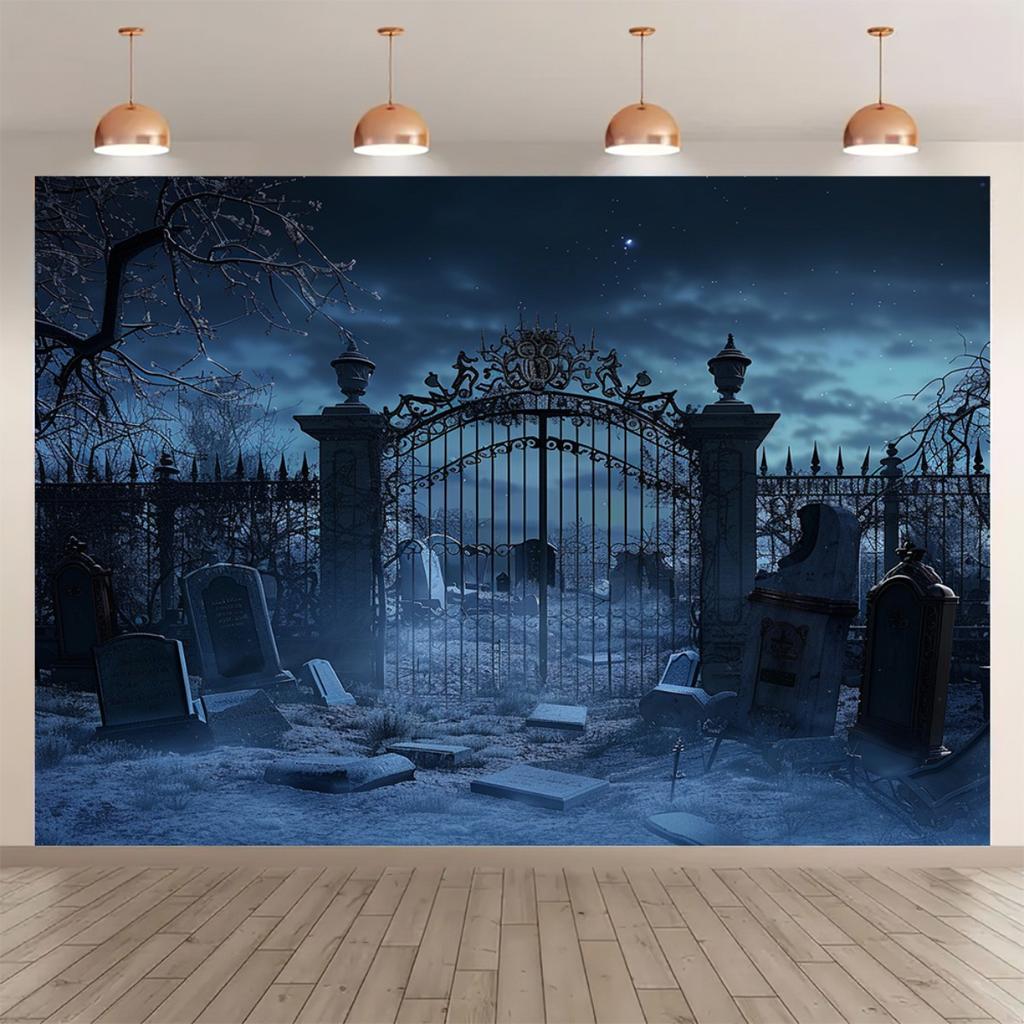 Halloween horror cemetery backdrop fabric party decoration banners multi-functional indoor and outdoor photo props.PMJ