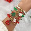 Christmas Polymer Clay Bead Bracelet Set: Santa Claus, Reindeer, and Tree