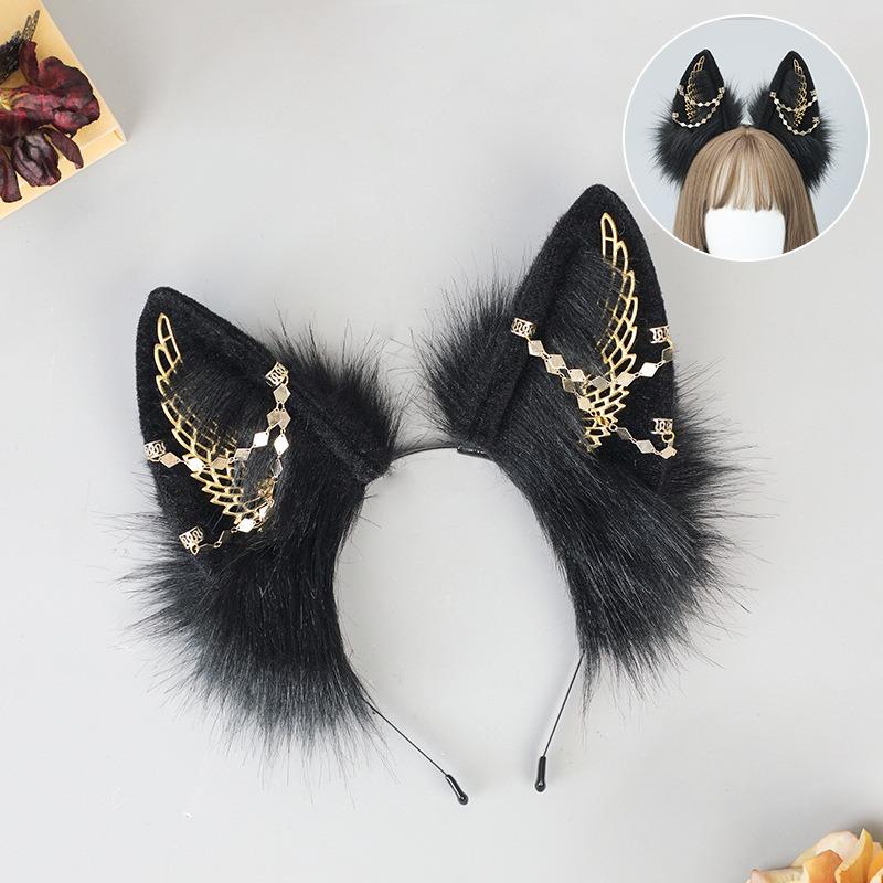 Dark Exotic Jackal Ears Headband Anubis Cos Headdress Exotic Jackal Ears KC