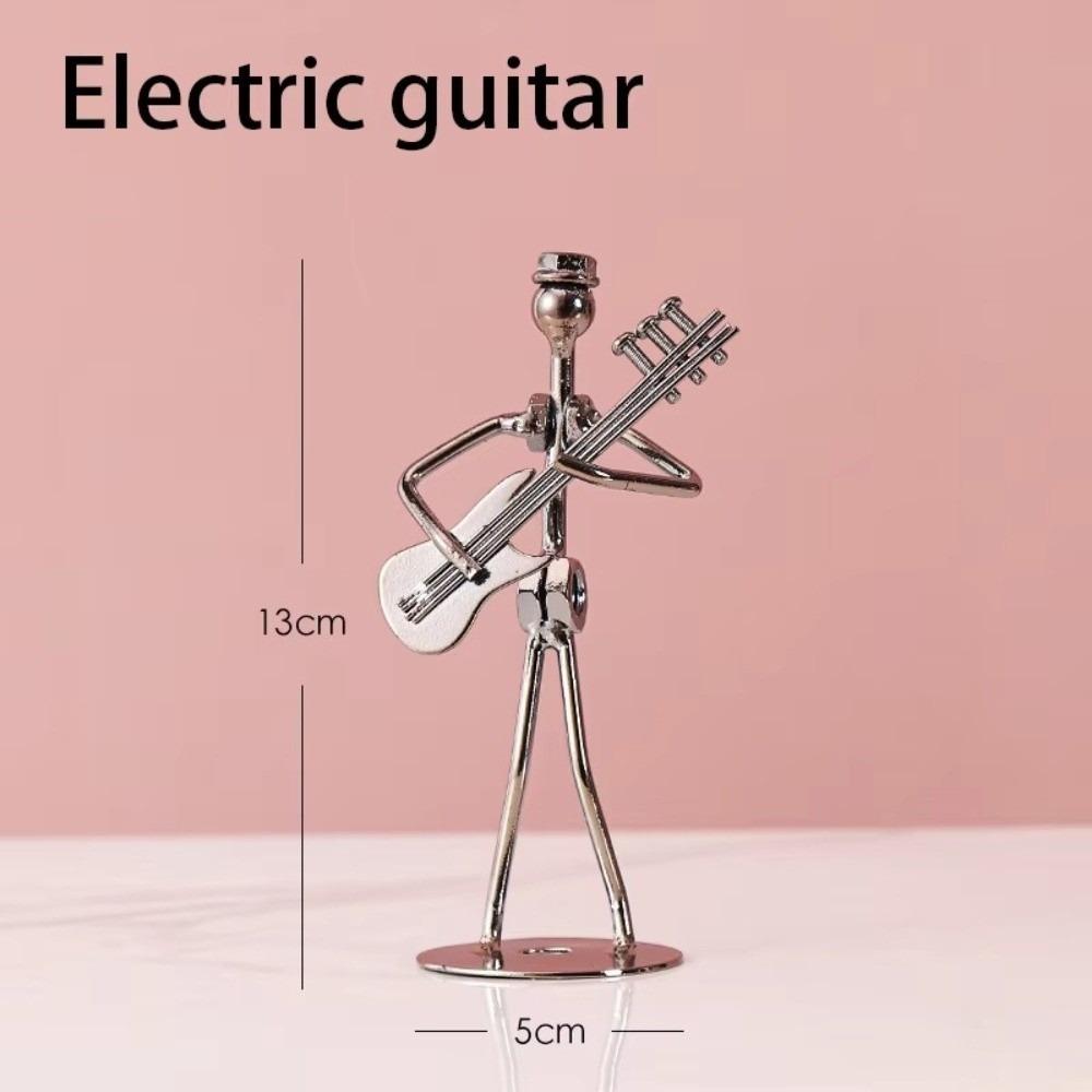 Metal Guitar Player Statue Violin Band Man Model Classical Guitar Decoration  Home Decor Scene