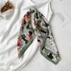 New Silk Scarf Female Foreign Style Small Square Scarf Cute Cartoon Kitten Puppy Scarf 71cm Autumn Travel Sunscreen Shawl