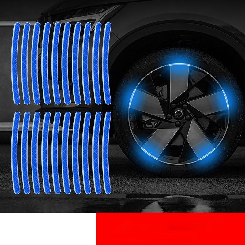 NEW 20pcs Car Hub Reflective Sticker Car Accessories Decorative Strips General for Use of Bicycle Automobile and Motorcycle Tyre