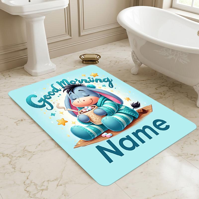 Custom Name Winnie Pooh Party Living Room Non-Slip Area Rug Soft Carpet for Bedroom Kids Playroom Sofa Office Home Decor Doormat