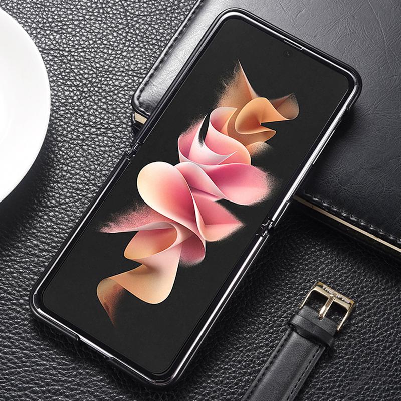 For Samsung Galaxy Z Flip6 5G Case Cowhide Leather+PC Folding Phone Cover