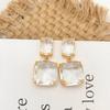 High-end Glass Crystal Stud Earrings Light Luxury Fashion Geometric Square Temperament Earrings Gentle Elegance Atmospheric Earrings Women 2026