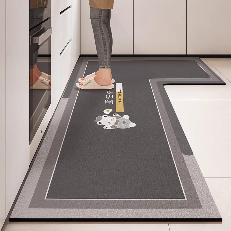 L-shaped Diatom Mud Easy To Clean Foot Pad High-quality Dirt-resistant Anti-slip Pad Household Water-absorbent Oil-absorbent Floor Mat