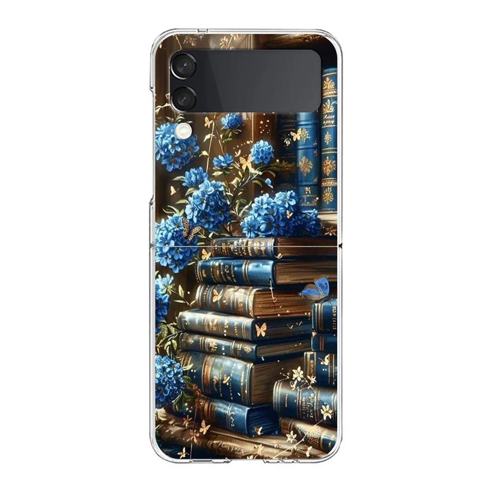 

Phone Cover For Samsung Galaxy Z Flip 7 6 5 4 Case Transparent For Samsung Z Flip 3 Hard PC Foldable Vintage Bookcase Painted Samsung Z Flip