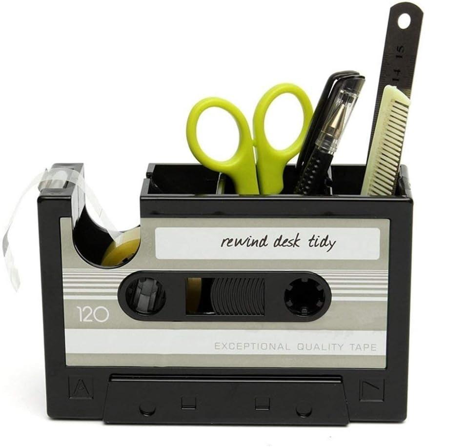 Retro Cassette Tape Machine Brush Pot Pen Pencil Holder Rewind Desk Tidy Container Case Table Organizer