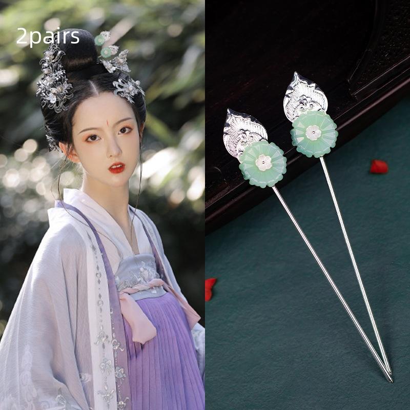 

2 пары Древняя китайская заколка для волос Жемчуг Классическая заколка для волос династии Тан Кисточка Элегантный цветок Гребень для волос