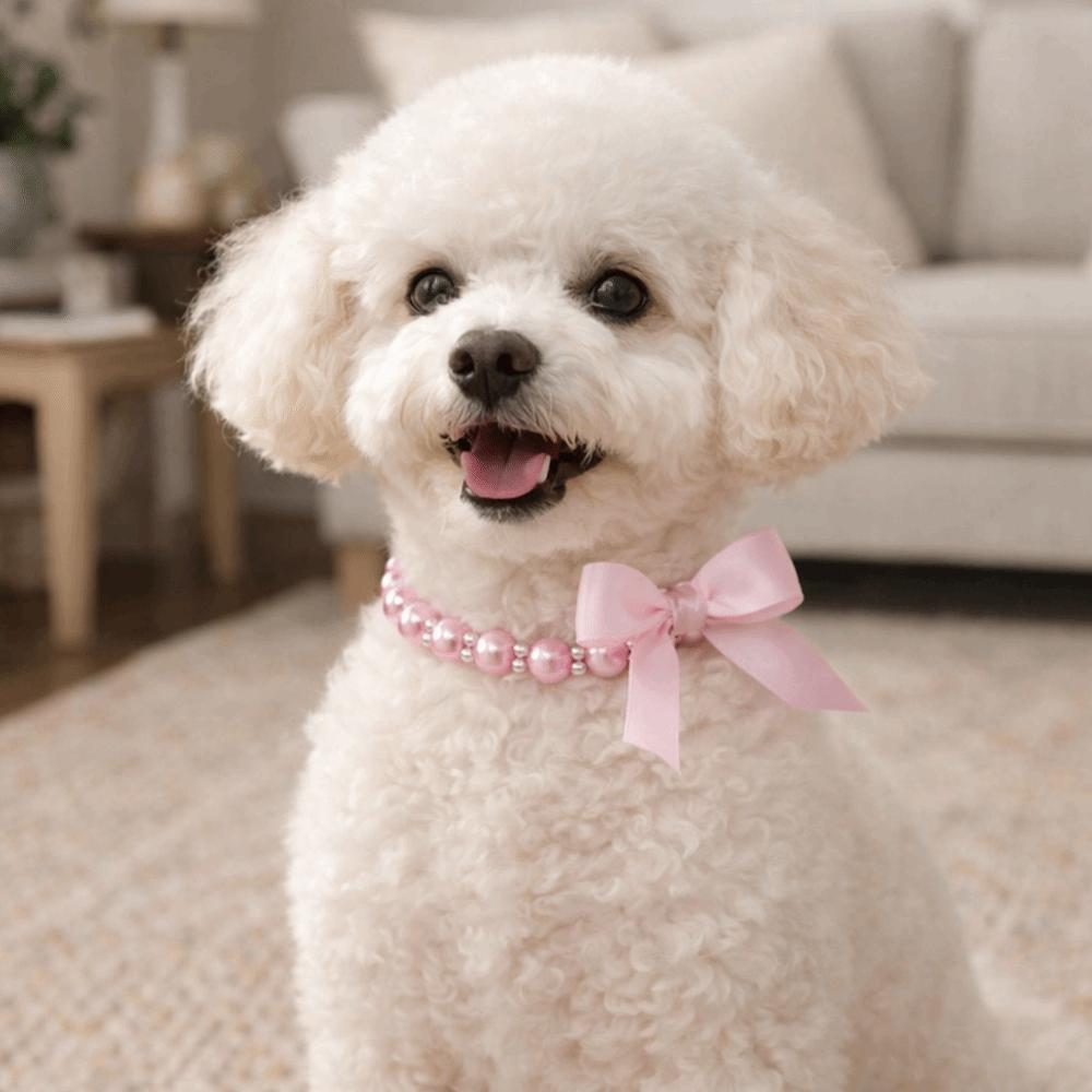 Adjustable Pet Pearl Necklace Simulated Pearl Pet Simulated Pearl Collar Cat Bead Collar  Party