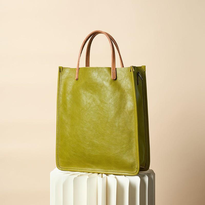 

High-quality Top-layer Cowhide Tree Paste Vegetable Tanned Tote Cross-border New Authentic Leather Commuting Retro Portable Cross-body Women s Bag 25x8x28.5CM яблочный зеленый