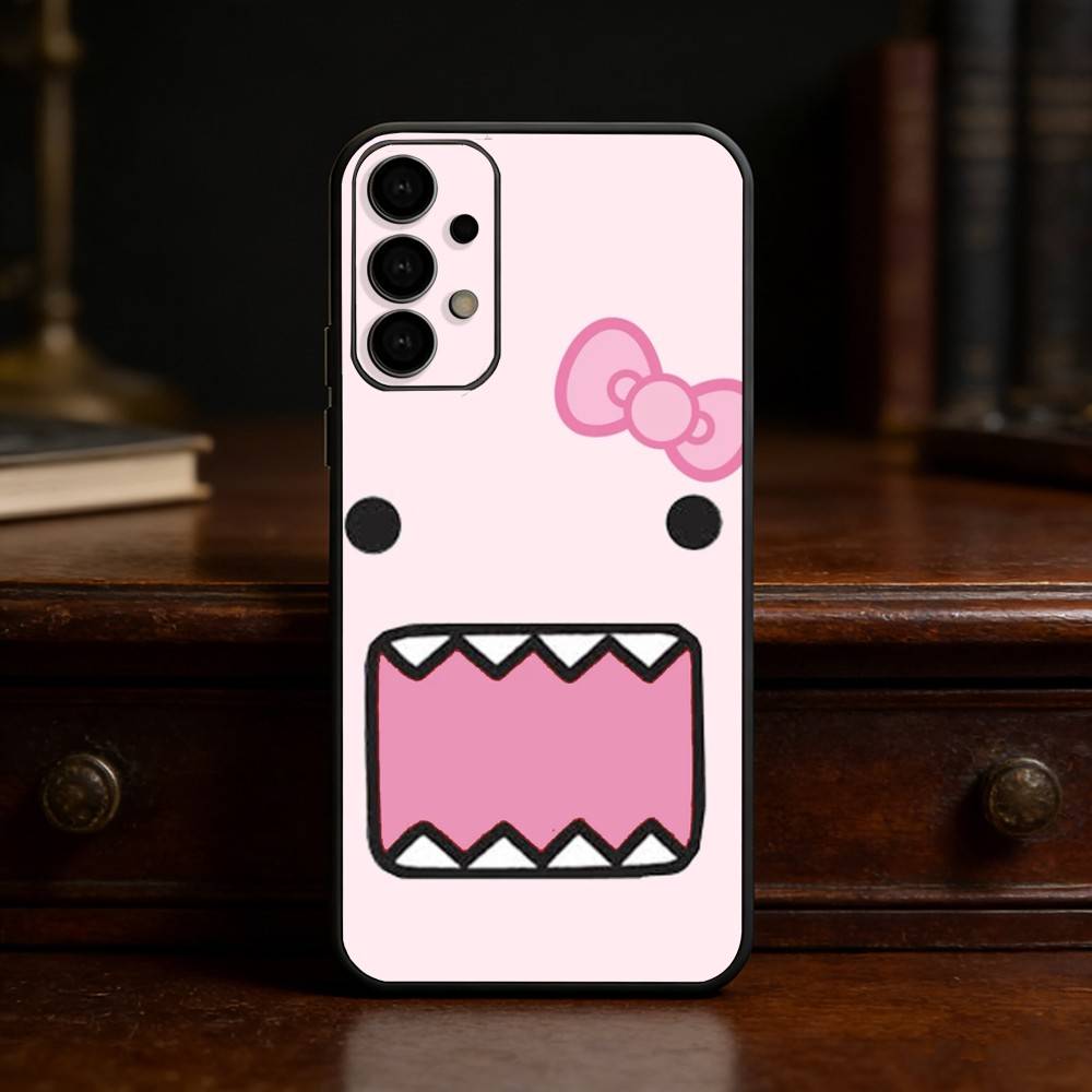 Cute Domo-kun Phone Case Phone Case For Samsung S25,24,23,22,30,21,10,9,Ultra,Plus,Lite Soft Black Case