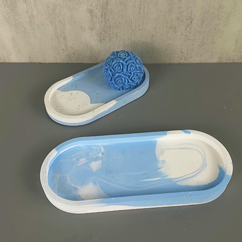 Silicone Gypsum Storage Tray Molds Oval Shape Jewelry Display Dish Concrete Cement Mold Handmade Resin Coaster Making Mould Tool