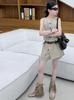 2026 Summer Korean Embroidered Girls' Sleeveless Two-Piece Set: Vest, Shorts, Skirt