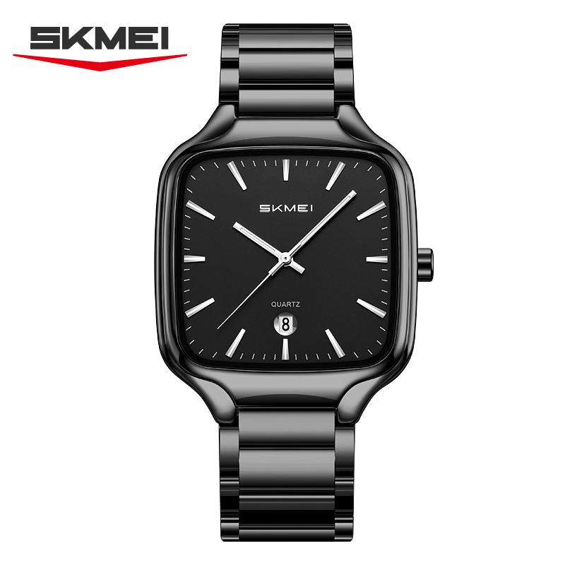 SKMEI 9366 Fashion Mens Watch Quartz Stainless Steel Band Luxury High-end Waterproof Date Display Business Casual Clock Relojes