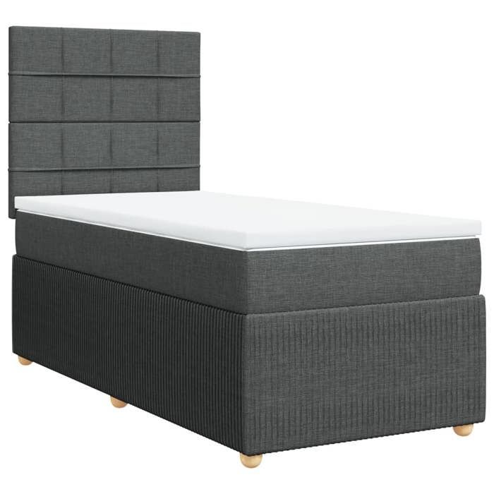 VidaXL Sommier à lattes de lit avec matelas Gris foncé 100x200cm Tissu 3291968