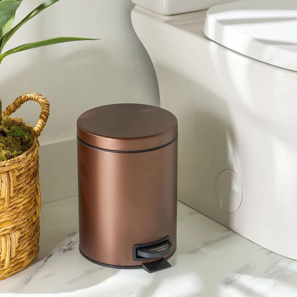 Metal Bathroom Waste Basket Soft Close Step Trash Can Removable Liner Indoor Outdoor Wastebasket Household Commercial Use 1.3