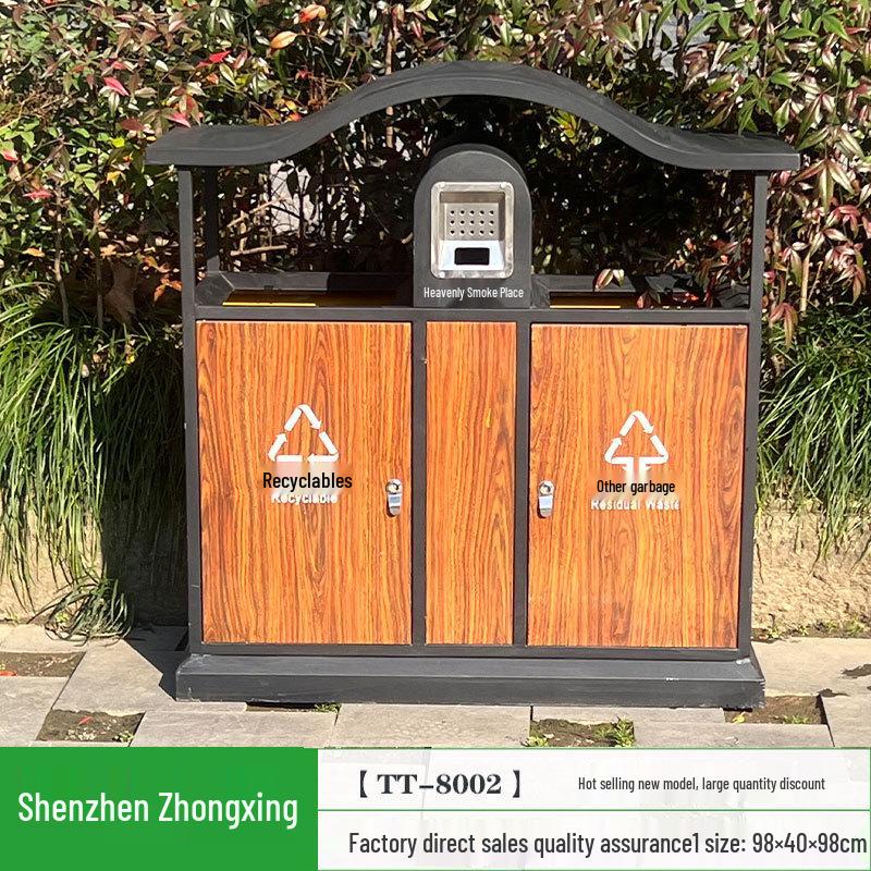 Stainless Steel Outdoor Trash Can: Large Sanitation Bin for Fruit Peels and Waste